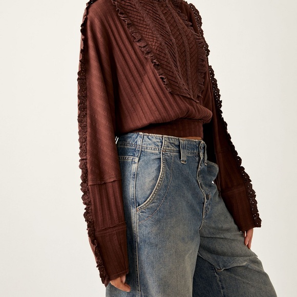 Free People More Romance Sweater in Mocha - Picture 2 of 4